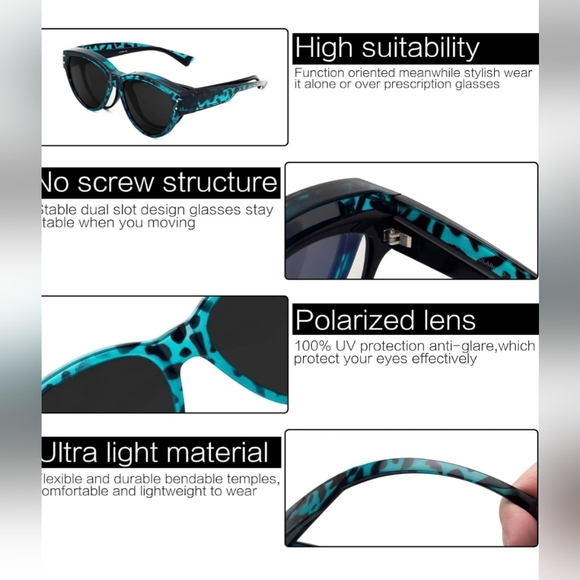 Stylish Blue Leopard Print Sunglasses - Picture 4 of 4